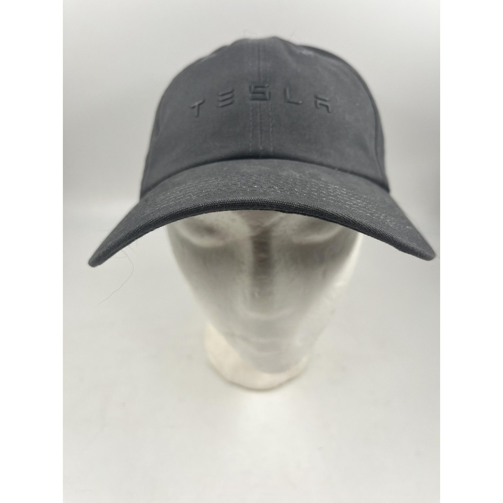 Tesla Hat Cap Strap Back One Size Gray Embroidered Tonal Logo Baseball Mens